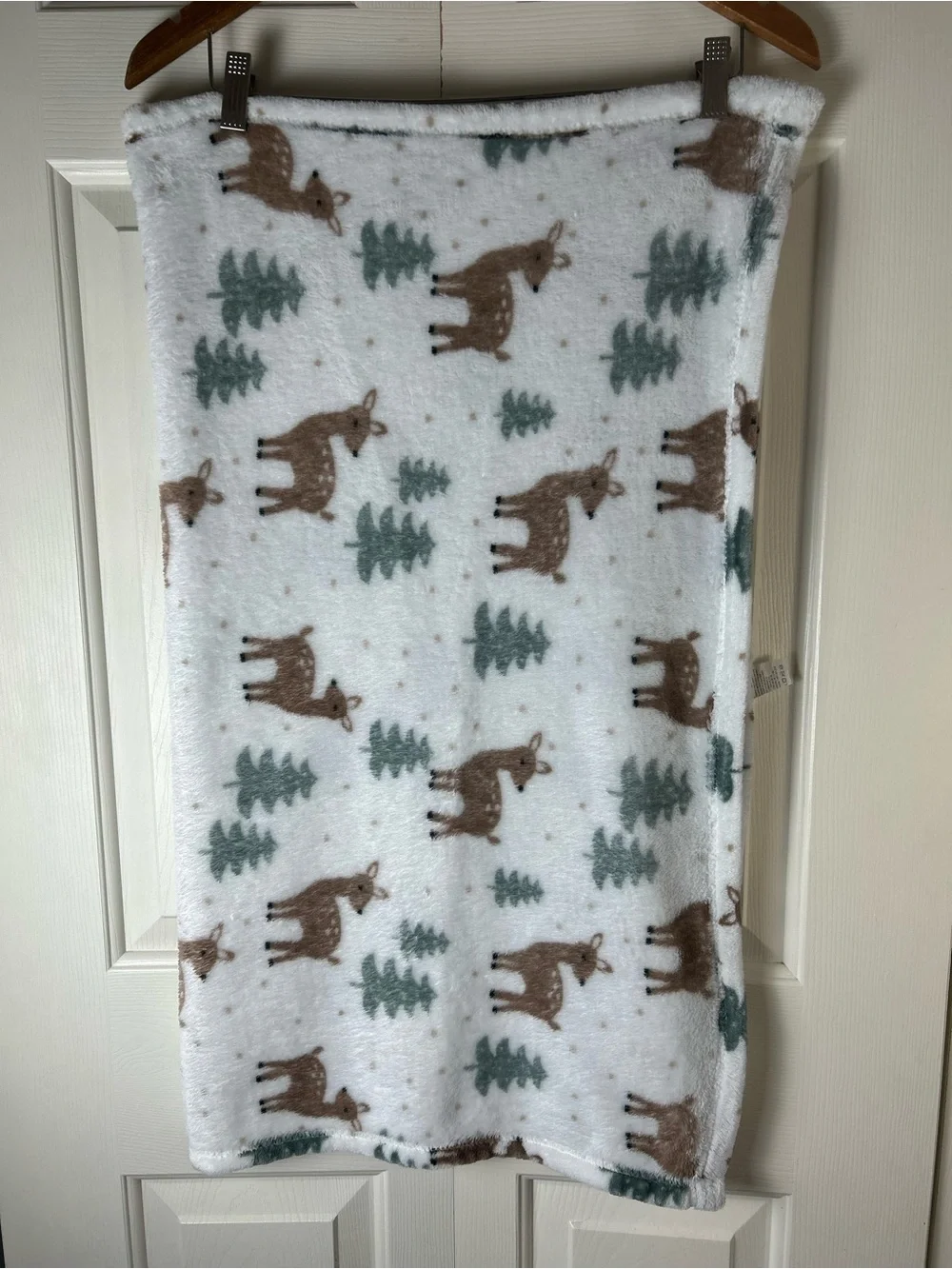 Parent's Choice Deer Tree Baby Blanket Fawn White Brown Green Polka Dots